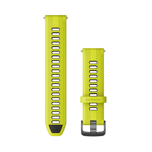 Correas para reloj Garmin Forerunner (22 mm) en amarillo intenso y negro con herrajes en tono pizarra