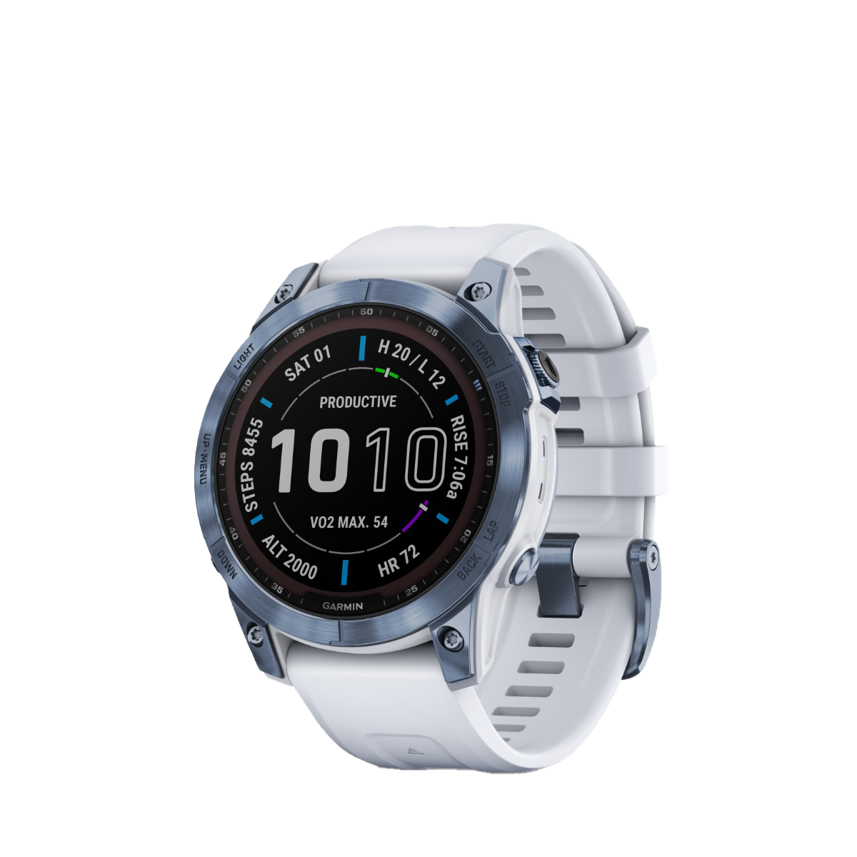 Garmin fenix 7 Sapphire Solar - Mineral Blue DLC Titanium with Whitestone Band (010-02540-24)