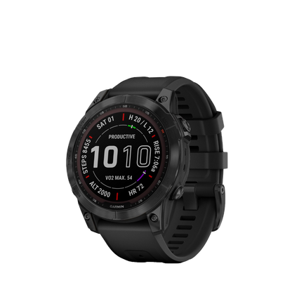 Garmin Fenix 7 Sapphire Solar, Black Titanium with Black Band (Garmin Certified Refurbished)