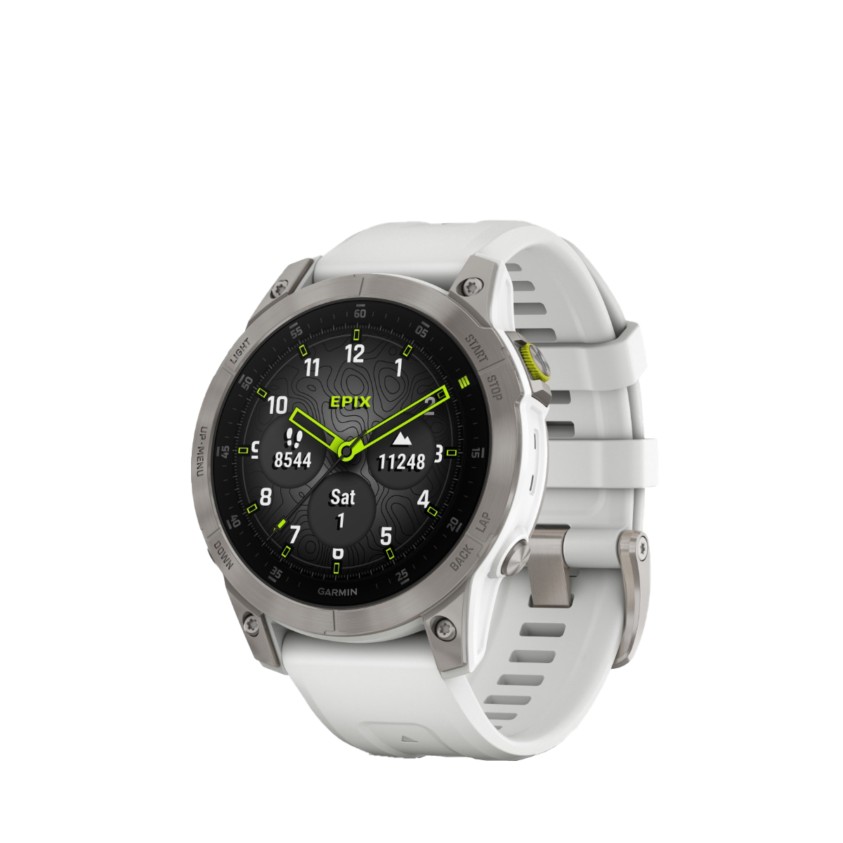 Garmin epix (Gen 2), White Titanium, Premium Adventure GPS Smartwatch with Maps and Built-in Flashlight (010-02582-20)