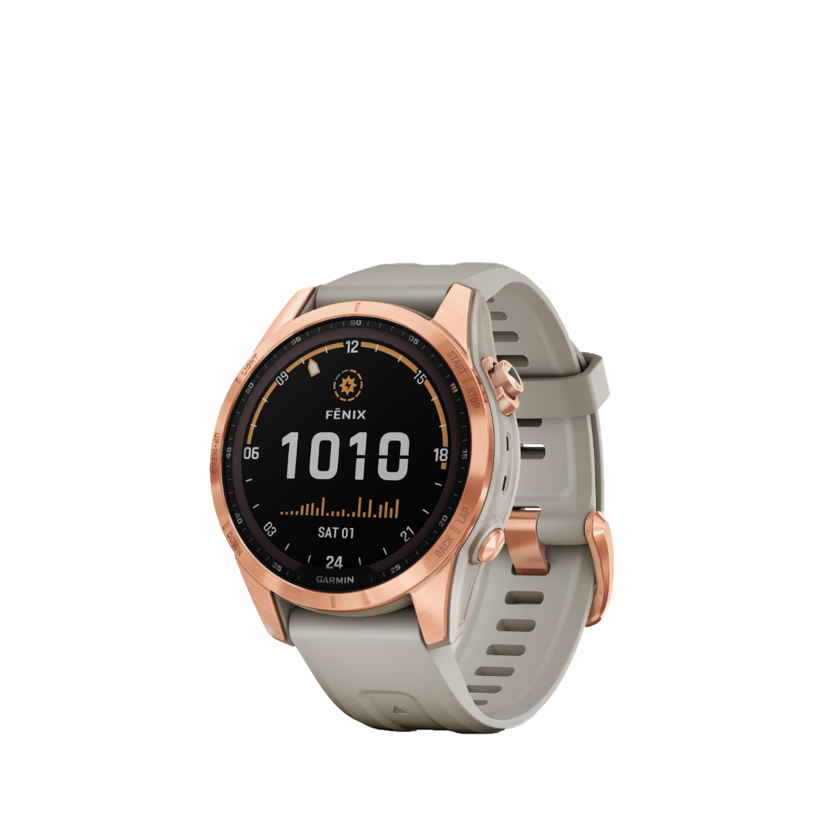 Garmin fenix 7S Solar - Oro rosa con correa color arena claro (010-02539-10)