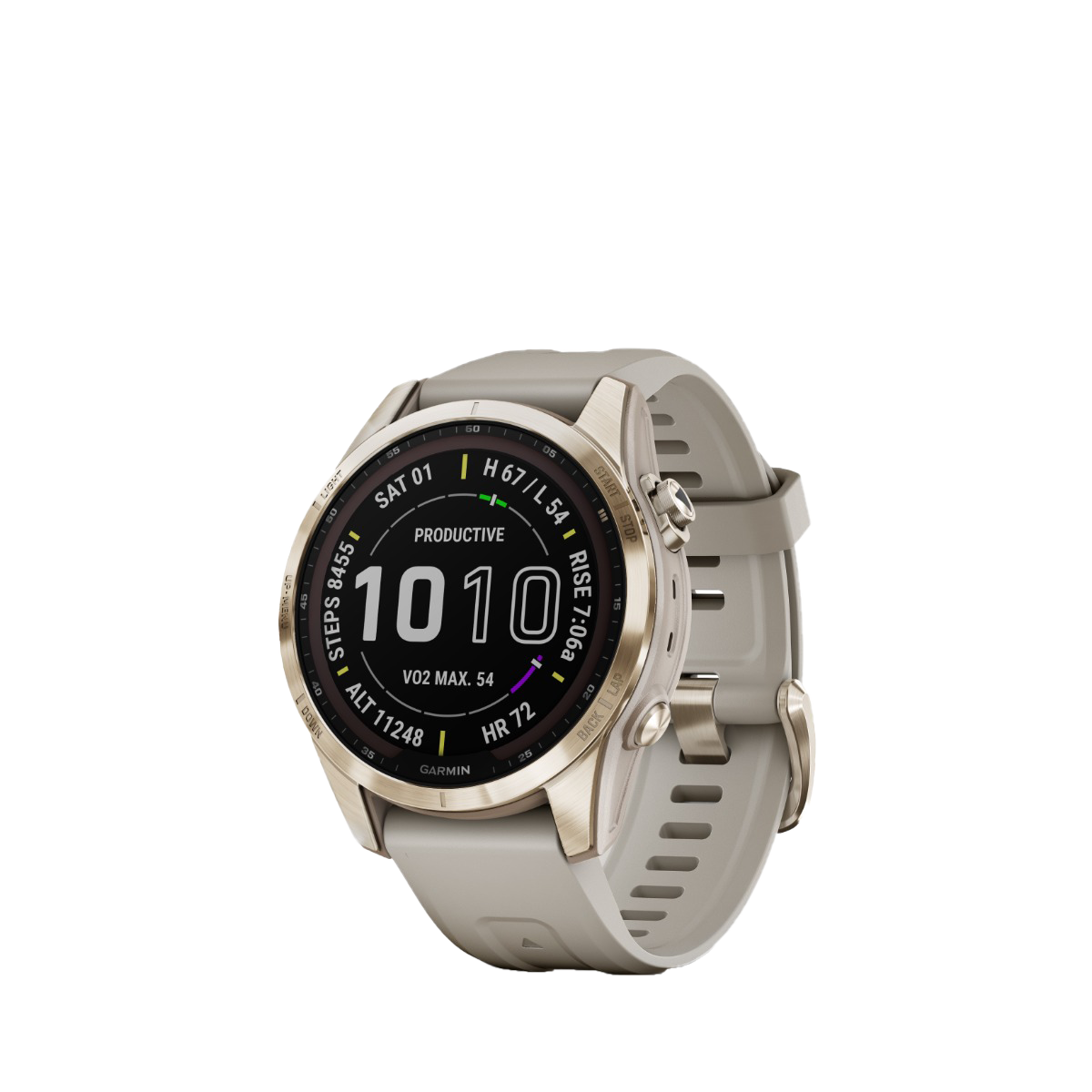 Garmin fenix 7S Sapphire Solar - Cream Gold Titanium with Light Sand Band (010-02539-20)