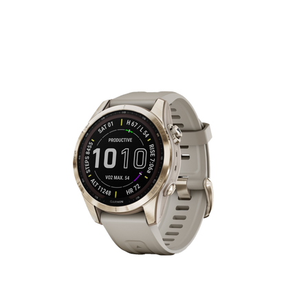 Garmin fenix 7S Sapphire Solar - Cream Gold Titanium with Light Sand Band (010-02539-20)