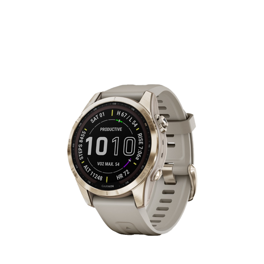 Garmin fenix 7S Sapphire Solar - Cream Gold Titanium with Light Sand Band (010-02539-20)