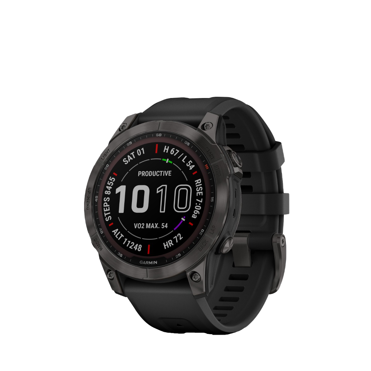 Garmin fenix 7S Sapphire Solar - Carbon Gray DLC Titanium with Black Band (010-02539-24)