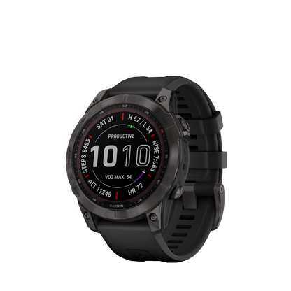 Garmin fenix 7S Sapphire Solar - Carbon Gray DLC Titanium with Black Band (010-02539-24)