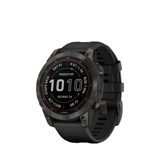 Garmin fenix 7S Sapphire Solar - Carbon Gray DLC Titanium with Black Band (010-02539-24)