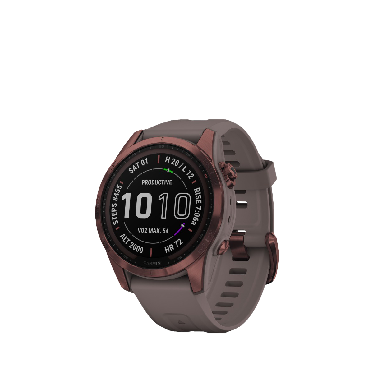 Garmin fenix 7S Sapphire Solar - Dark Bronze Titanium with Shale Gray Band (010-02539-28)