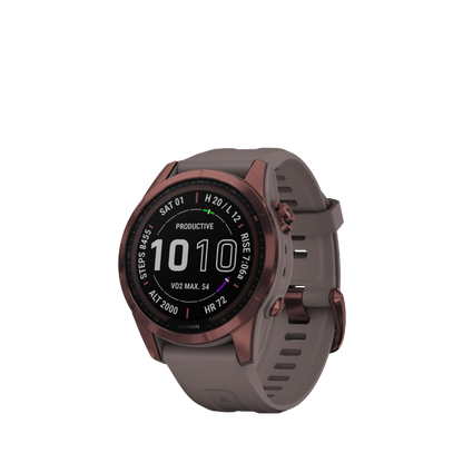 Garmin fenix 7S Sapphire Solar - Dark Bronze Titanium with Shale Gray Band (010-02539-28)