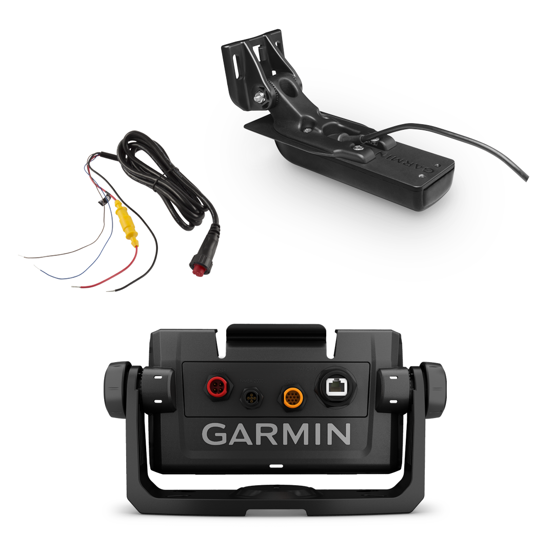 Kit para embarcaciones Garmin ECHOMAP UHD 7Xsv, incluye transductor GT56HW-TM, cable de alimentación y base (020-00200-22)