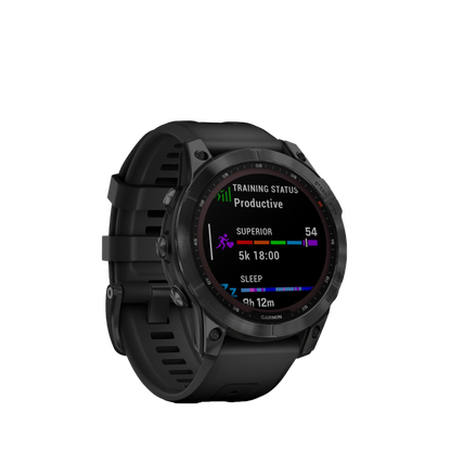 Garmin fenix 7 Sapphire Solar, Black DLC Titanium with Black Band (010-02540-34)