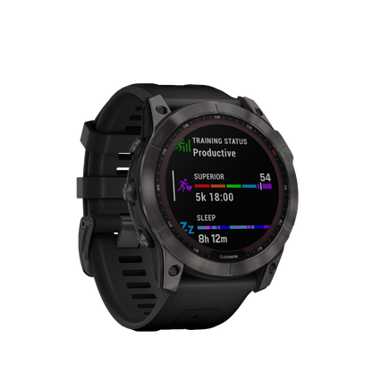 Garmin Fenix ​​7X Sapphire Solar - Titanio DLC gris carbono con correa negra (010-02541-10)