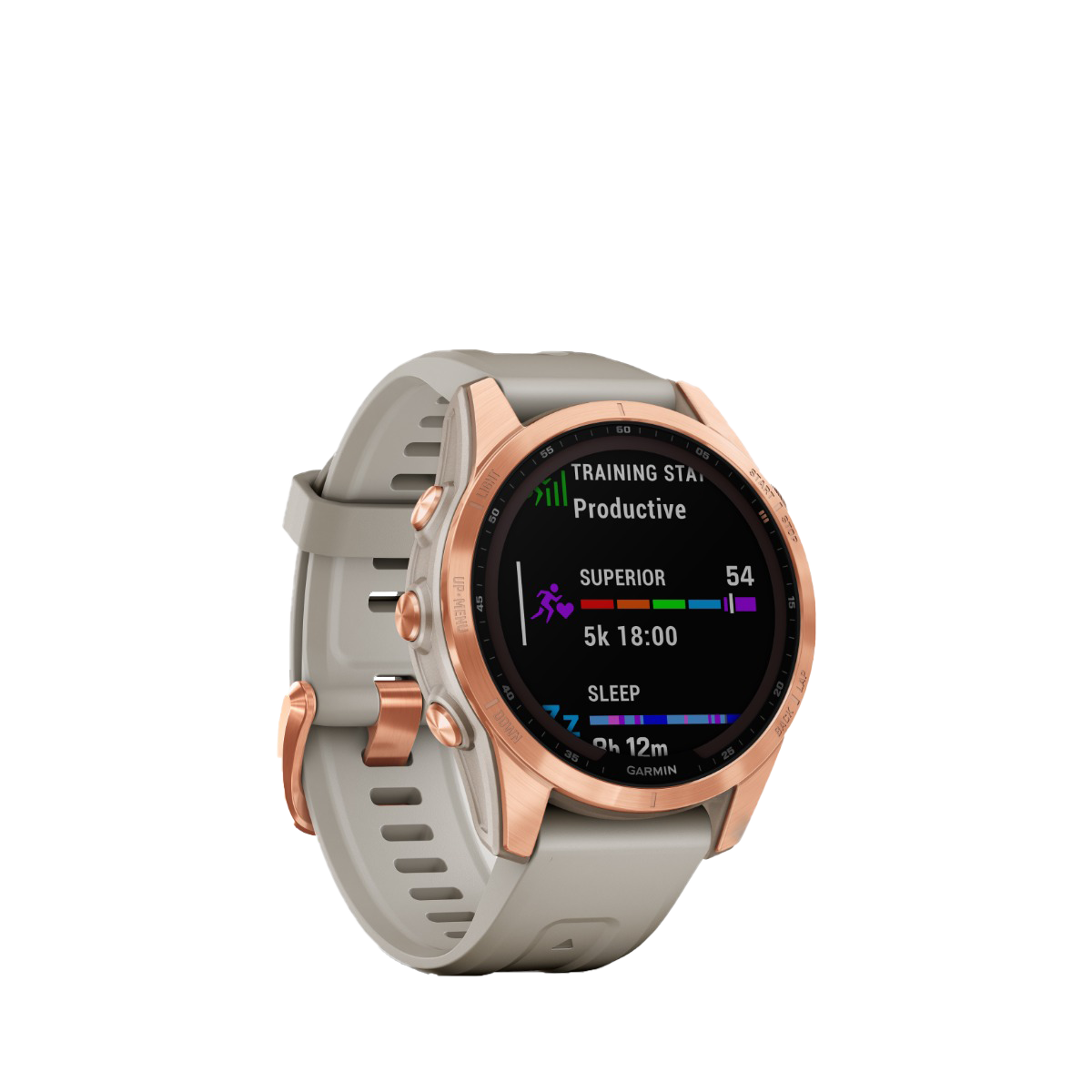 Garmin fenix 7S Solar - Oro rosa con correa color arena claro (010-02539-10)