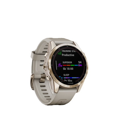 Garmin fenix 7S Sapphire Solar - Cream Gold Titanium with Light Sand Band (010-02539-20)