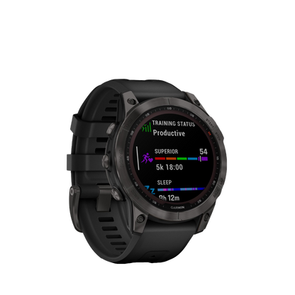 Garmin fenix 7S Sapphire Solar - Carbon Gray DLC Titanium with Black Band (010-02539-24)