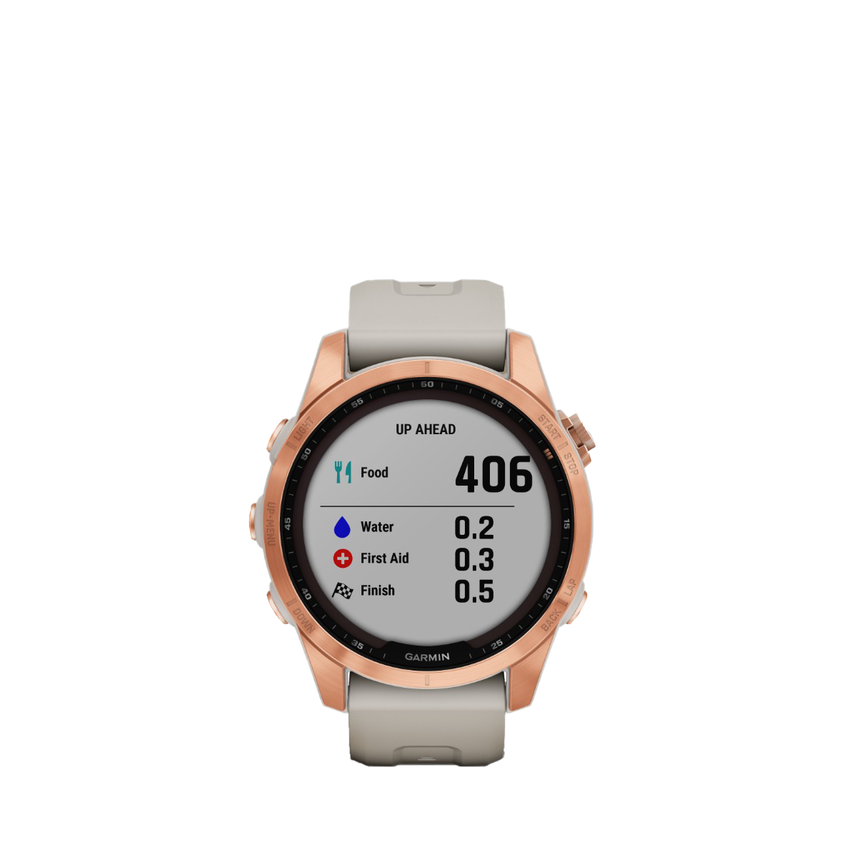 Garmin fenix 7S Solar - Oro rosa con correa color arena claro (010-02539-10)