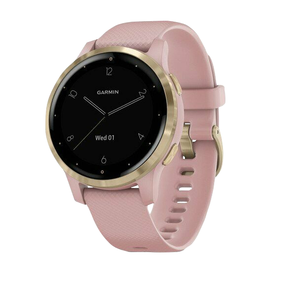 Garmin Vivoactive 4S, reloj inteligente con GPS, correa de silicona en color dorado claro y rosa empolvado (reacondicionado certificado por Garmin)