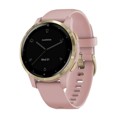 Garmin Vivoactive 4S, reloj inteligente con GPS, correa de silicona en color dorado claro y rosa empolvado (reacondicionado certificado por Garmin)