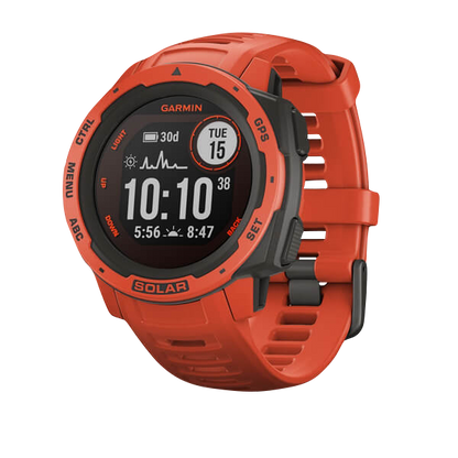 Reloj inteligente resistente con GPS Garmin Instinct Solar, color rojo fuego (reacondicionado certificado por Garmin)