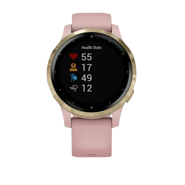 Garmin Vivoactive 4S, reloj inteligente con GPS, correa de silicona en color dorado claro y rosa empolvado (reacondicionado certificado por Garmin)