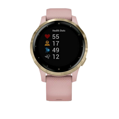 Garmin Vivoactive 4S, reloj inteligente con GPS, correa de silicona en color dorado claro y rosa empolvado (reacondicionado certificado por Garmin)