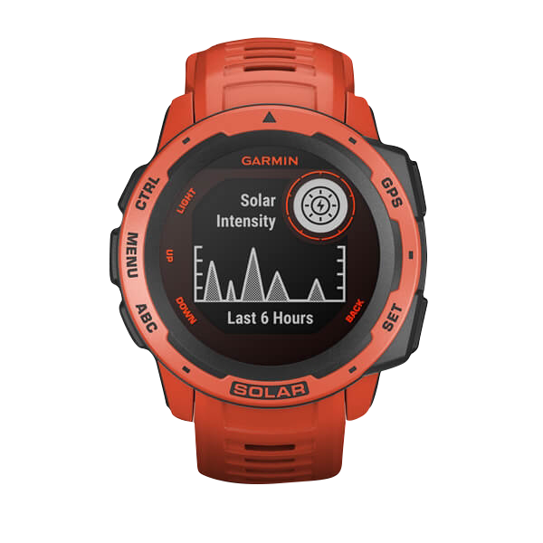 Reloj inteligente resistente con GPS Garmin Instinct Solar, color rojo fuego (reacondicionado certificado por Garmin)