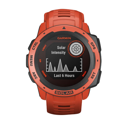 Reloj inteligente resistente con GPS Garmin Instinct Solar, color rojo fuego (reacondicionado certificado por Garmin)