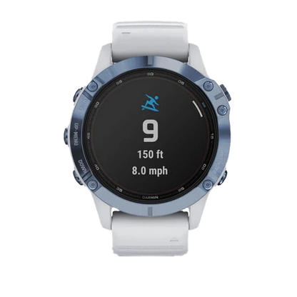 Garmin Fenix ​​6 Pro Solar - Azul mineral con correa de color blanco (010-02410-18)