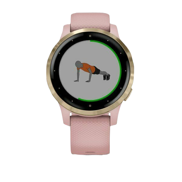 Garmin Vivoactive 4S, reloj inteligente con GPS, correa de silicona en color dorado claro y rosa empolvado (reacondicionado certificado por Garmin)