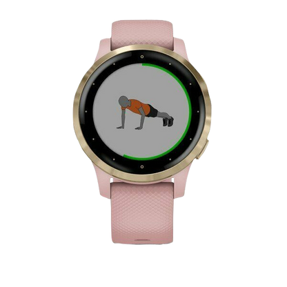 Garmin Vivoactive 4S, reloj inteligente con GPS, correa de silicona en color dorado claro y rosa empolvado (reacondicionado certificado por Garmin)