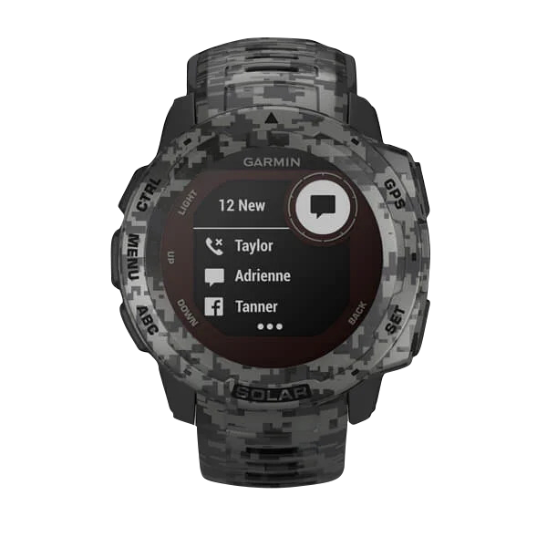 Reloj inteligente resistente con GPS Garmin Instinct Solar, camuflaje grafito (reacondicionado certificado por Garmin)