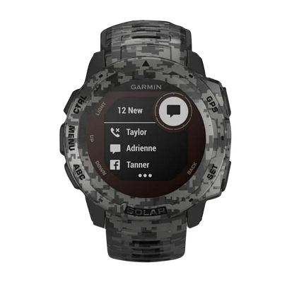 Reloj inteligente resistente con GPS Garmin Instinct Solar, camuflaje grafito (reacondicionado certificado por Garmin)