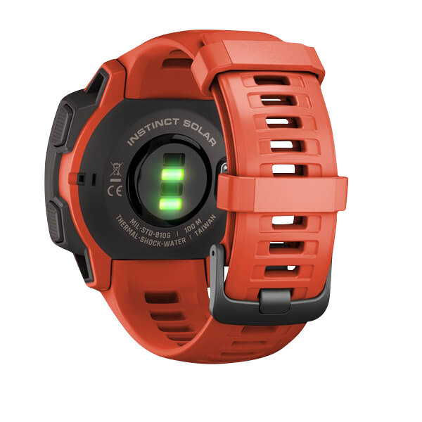 Reloj inteligente resistente con GPS Garmin Instinct Solar, color rojo fuego (reacondicionado certificado por Garmin)