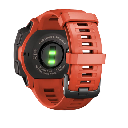 Reloj inteligente resistente con GPS Garmin Instinct Solar, color rojo fuego (reacondicionado certificado por Garmin)