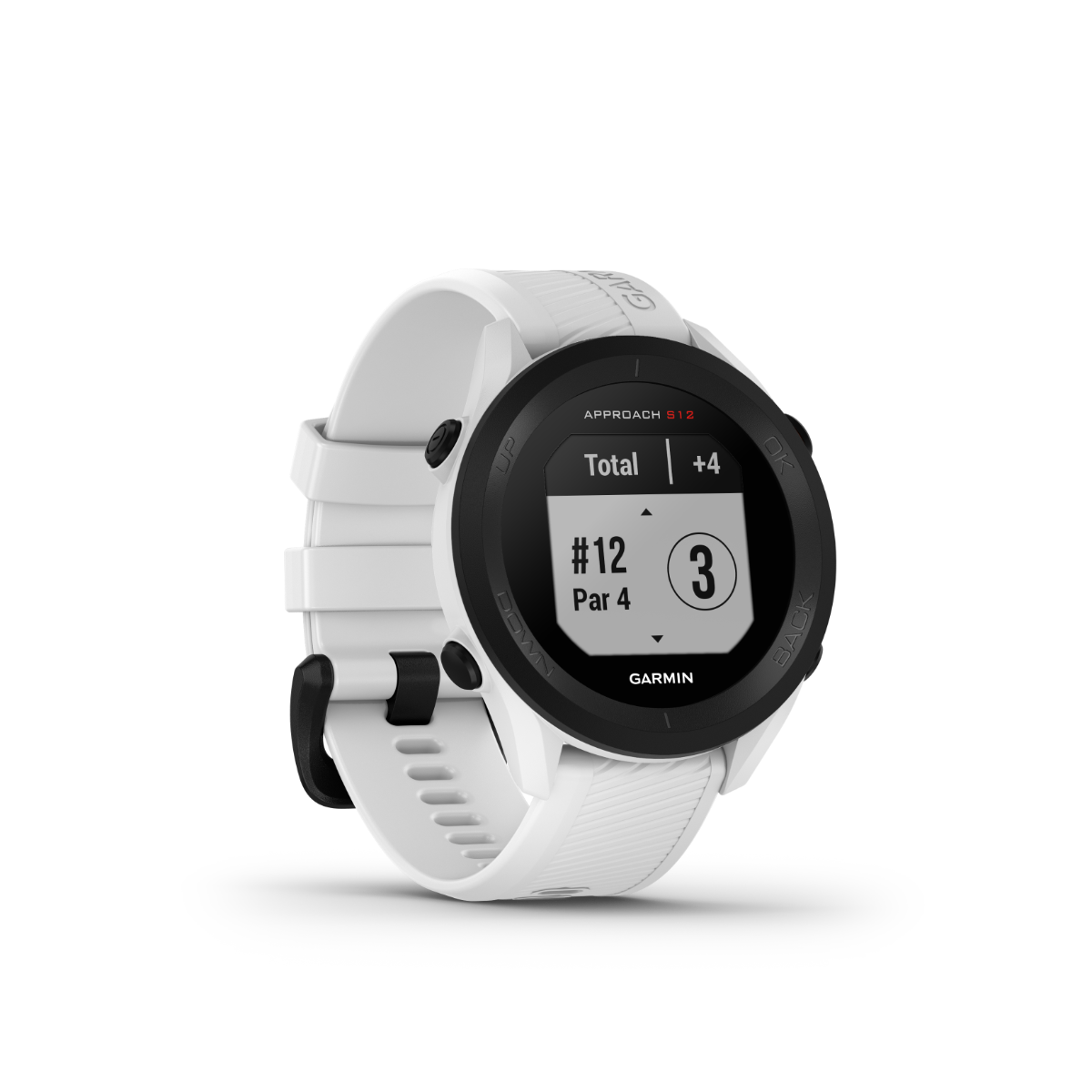 Garmin Approach S12, blanco, reloj inteligente con GPS y telémetro para golf (010-02472-02)