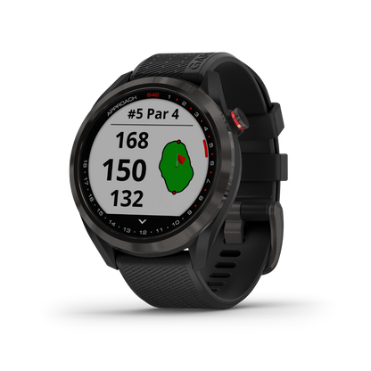 Garmin Approach S42, reloj inteligente con GPS para golf y telémetro, color bronce con correa negra (010-02572-10)