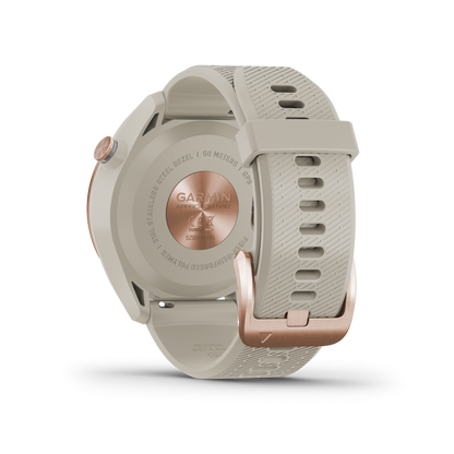 Garmin Approach S42, oro rosa con correa color arena claro, reloj inteligente con GPS para golf y telémetro (010-02572-12)