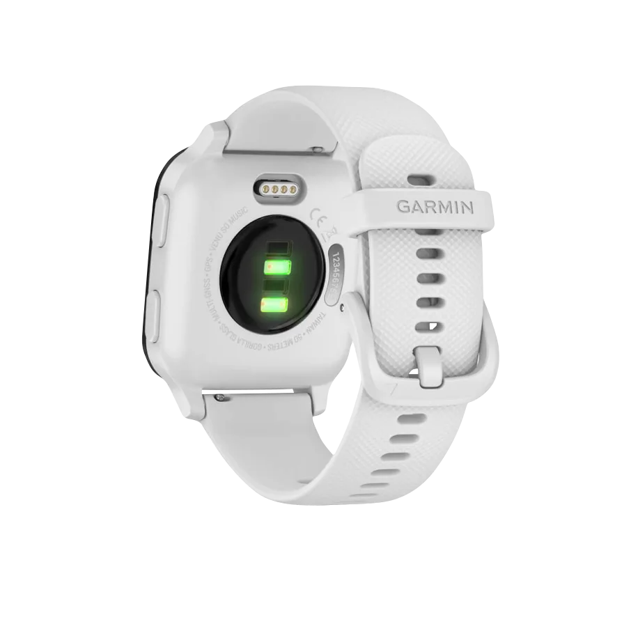 Reloj inteligente Garmin Venu Sq Music con bisel dorado y correa blanca y GPS (reacondicionado certificado por Garmin)