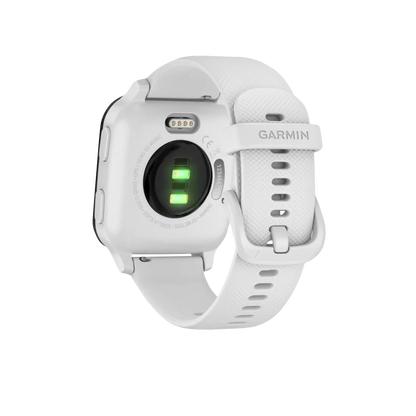 Reloj inteligente Garmin Venu Sq Music con bisel dorado y correa blanca y GPS (reacondicionado certificado por Garmin)