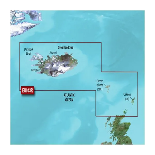 Cartas costeras de Islandia a Orkney de Garmin BlueChart g3 | HXEU043R | microSD/SD