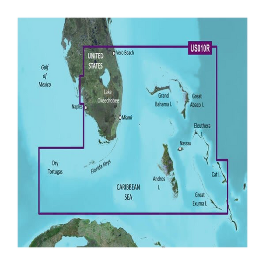 Cartas costeras de Garmin para EE. UU., el sur de Florida y el norte de Bahamas BlueChart g3 Vision | VUS010R | microSD/SD