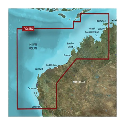 Garmin Australia, Geraldton to Darwin Coastal Charts BlueChart g3 | HXPC411S | microSD/SD (010-C0869-20)