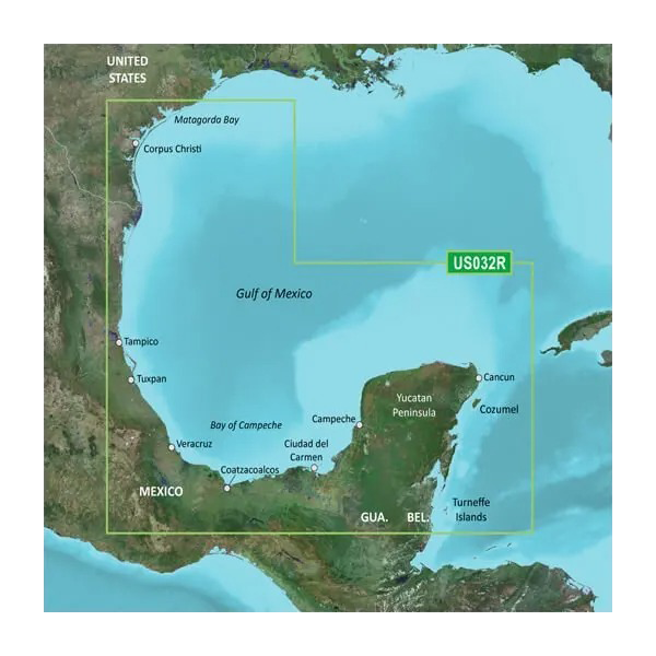 Cartas costeras del sur del golfo de México de Garmin BlueChart g3 Vision | VUS032R | microSD/SD