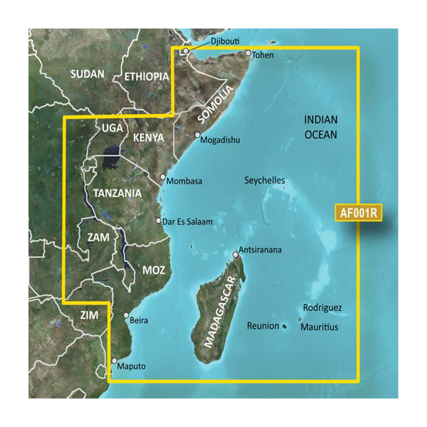 Garmin Africa, Eastern Coastal and Inland Charts BlueChart g3 Vision | VAF001R | microSD/SD (010-C0747-00)