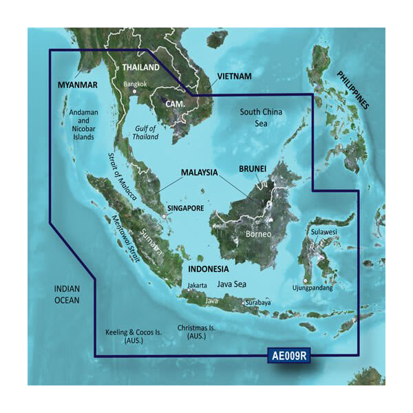 Cartas Garmin de Singapur, Malasia e Indonesia - Tarjeta SD - Novedad - BlueChart g3 Vision