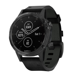 Garmin Fenix 5 Plus Sapphire Black w/ Black Leather Band (010-01988-06)