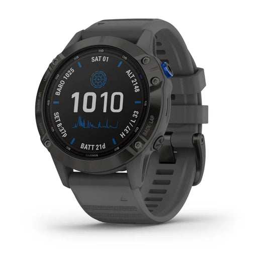 Garmin Fēnix 6, Pro Solar Edition, color negro y correa gris pizarra (reacondicionado certificado por Garmin) 