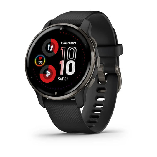 Garmin Venu 2 Plus Slate - Bisel de acero inoxidable con caja negra y correa de silicona (reacondicionado certificado por Garmin)