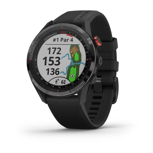 Garmin Approach S62 con bisel de cerámica negro y correa de silicona negra (reacondicionado certificado por Garmin)