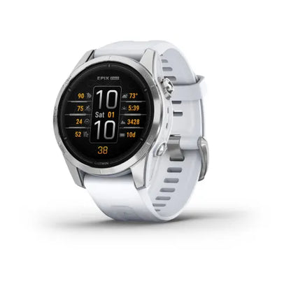 Garmin Epix Pro (Gen 2), edición estándar de 42 mm en color plateado con correa de color blanco (010-02802-00)